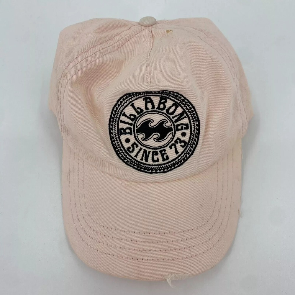 Billabong Womens Peach Pink Since 73 Logo Patch Adjustable Baseball Cap Hat